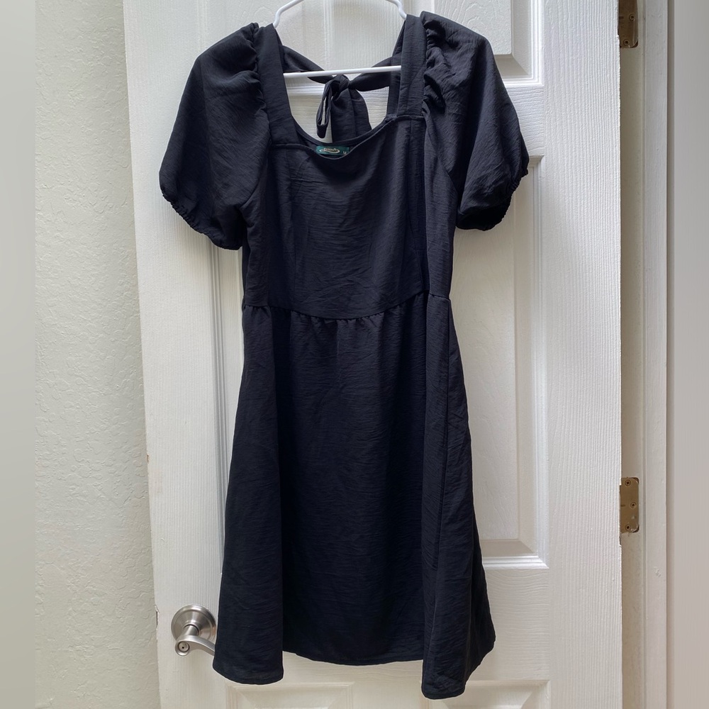 OFEEFAN | Women Puff Sleeve Square Neck Tie In Back Dress M - Picture 17 of 17
